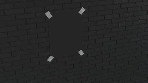 Blank black vertical poster taped to the brick wall Stock Illustration