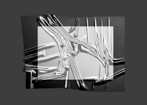 Blank black with white plastic foil wrap overlay mock up Stock Illustration