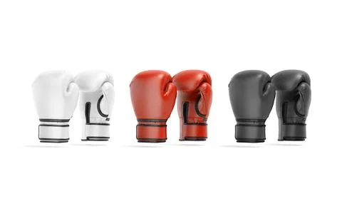 Blank black, white, red boxing gloves pair mockup, no gravity Stock Illustration