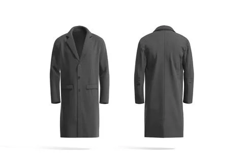 Blank black wool coat mockup, front and back view Illustrazione stock