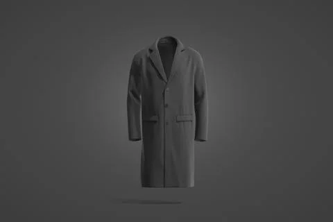 Blank black wool coat mockup, dark backgound Illustrazione stock
