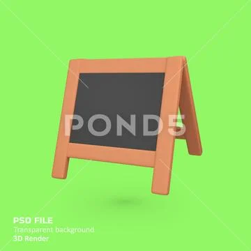 Blank blackboard isolated 3d render icon illustration PSD Template
