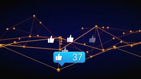 Blank blue bubble appearing triggers likes popping and count updating to show Stock Footage 312898299