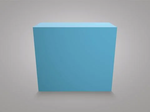 Blank blue cube on grey background, 3d box template Stock Illustration