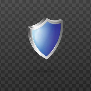 Blank blue glass security guard shield with silver frame a vector 3d Stock Illustration