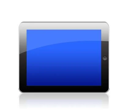 Blank blue screen of black tablet Stock Photos