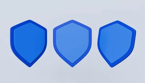 Blank blue shield icon 3d illustration イラスト素材
