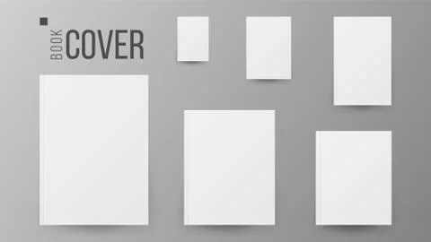 Blank Book Cover Set Vector. Realistic Illustration Isolated. Empty White Clean Stock Illustration