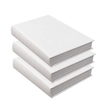 Blank book cover stack mockup. Clear textbook hardback, catalog lying on tabl Stock Photos