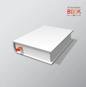 Blank book mockup with shadow isolated. 3d vector illustration. Stock Illustration