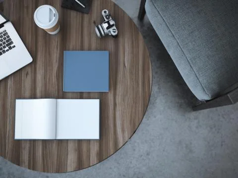 Blank book on the table. 3d rendering Stock Illustration