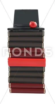 Blank books and laptop Stock Photos