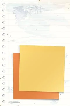 Blank both of sticky notes paper square shape superimposed stick on used ol.. Illustrazione stock