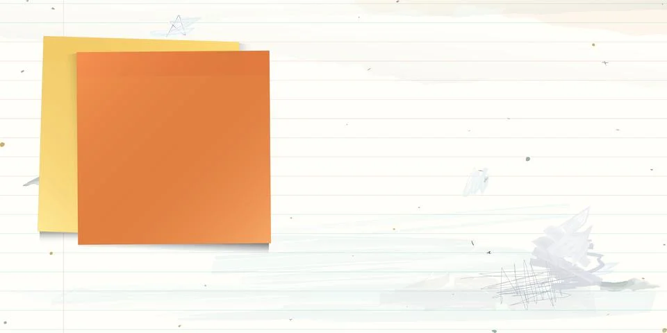 Blank both of sticky notes paper square shape  stick on used old notebook p.. Stock Illustration