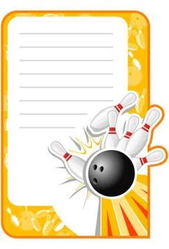 Blank bowling invitation Stock Illustration