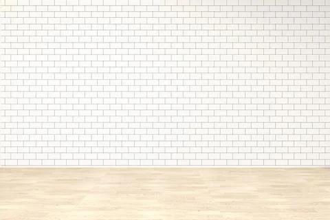 Blank brick wall interior with ligt shadow from windows for design,3D Illustrazione stock