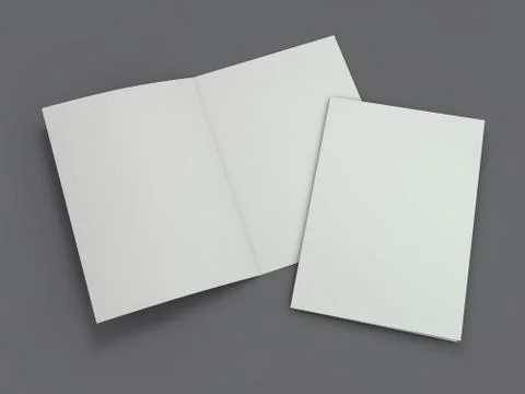 Blank Brochure magazine isolated to replace your design. 3D Stock Illustration