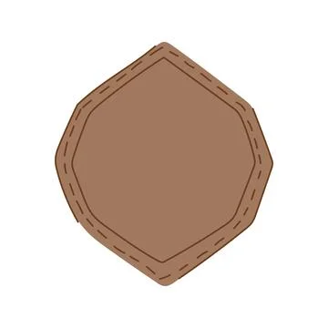 Blank brown leather label patch with stitching Stock Illustration