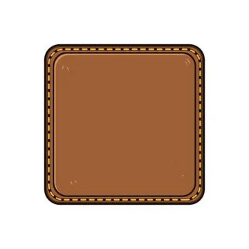 Blank brown leather label patch with stitching Stock Illustration