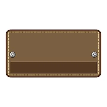 Blank brown leather patch with stitching and rivets Stock Illustration