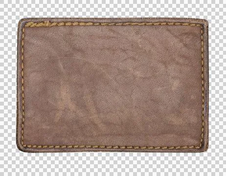 Blank brown leather patch with stitching for branding Stock Photos