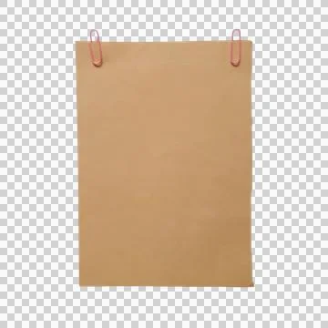 Blank brown paper sheet held by two red metal paper clips Stock Photos