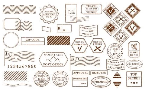 Blank brown postage rubber stamp. Mockup office stamp. Clean Stock Illustration
