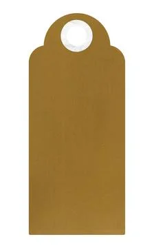 Blank brown rectangular paper tag on a white background, template for price.. Fotos Stock