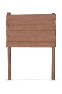 Blank brown signboard posts isolated made from cut timber panels and held t.. Stock Illustration