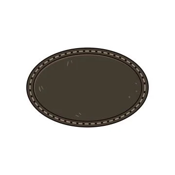 Blank brown stitched oval label badge design Stock Illustration