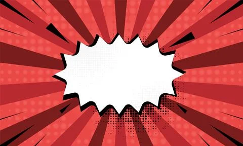 Blank bubble with pop art comic starburst red background Stock Illustration