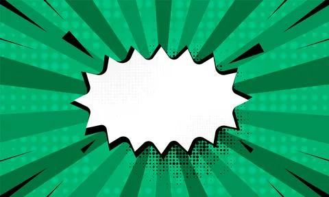 Blank bubble with pop art comic starburst green background Illustrazione stock
