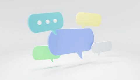 Blank bubble talk or comment sign symbol on white background. 3d bubble talk  Stock Photos
