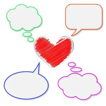 Blank bubbles and heart Stock Illustration