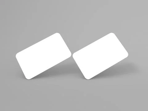 Blank business cards placed at an angle on a gray background for design 스톡 일러스트