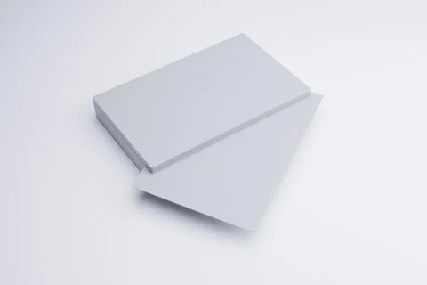 Blank business cards, stack, white background, mockup, design Stock Illustration