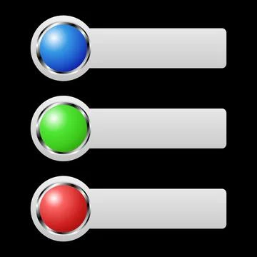 Blank Button mockup set. Web shopping glossy basket buttons in three color blue Stock Illustration