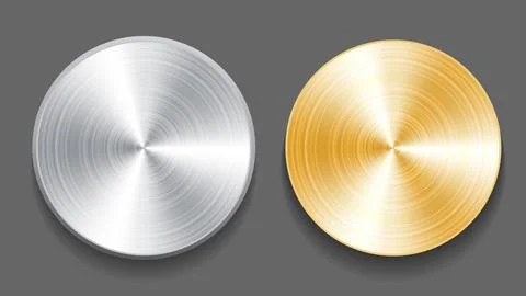 Blank button template with metallic texture, and realistic shadow and light.. イラスト素材