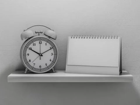 Blank calendar on the shelf. 3D Stock Illustration
