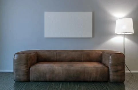 Blank canvas and sofa mockup - 3D Illustration Stock-Illustration