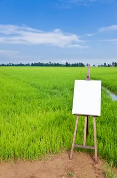 Blank canvas on an easel Stock Photos