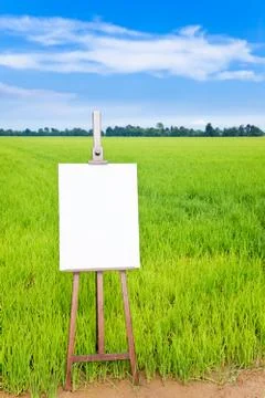 Blank canvas on an easel Stock Photos