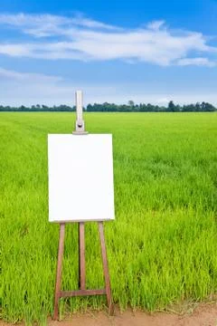 Blank canvas on an easel Stock Photos