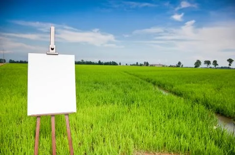 Blank canvas on an easel Stock Photos