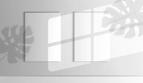 Blank canvas mockup set against a light background, featuring soft leaf shadows Stock Illustration