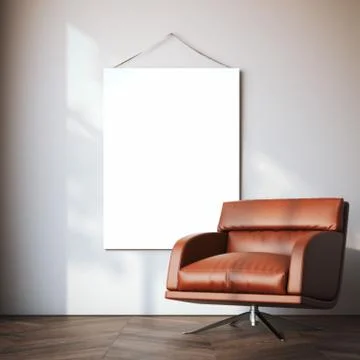 Blank canvas in modern interior. 3d rendering Ilustración de archivo
