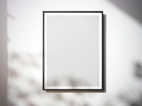 Blank canvas on the white wall. 3d rendering Иллюстрация