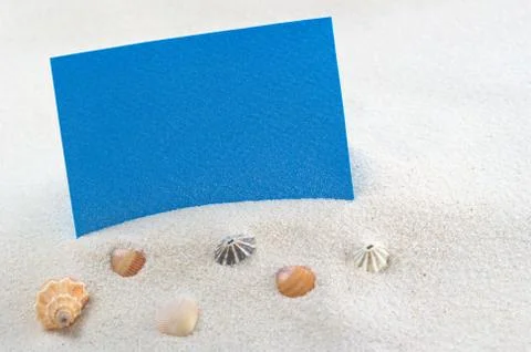 Blank card in beach setting Stock Photos