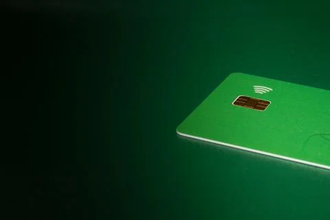 Blank card with brown square chip concept of contactless payment Stock Photos