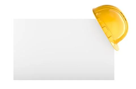 Blank card with construction hard hat. 3D rendering Stock Illustration